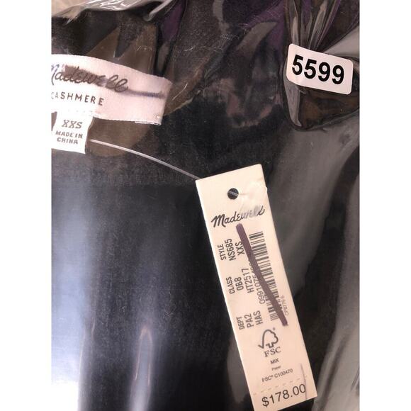 Madewell Cashmere Sweater V Neck Black NWT XXS - Picture 7 of 7